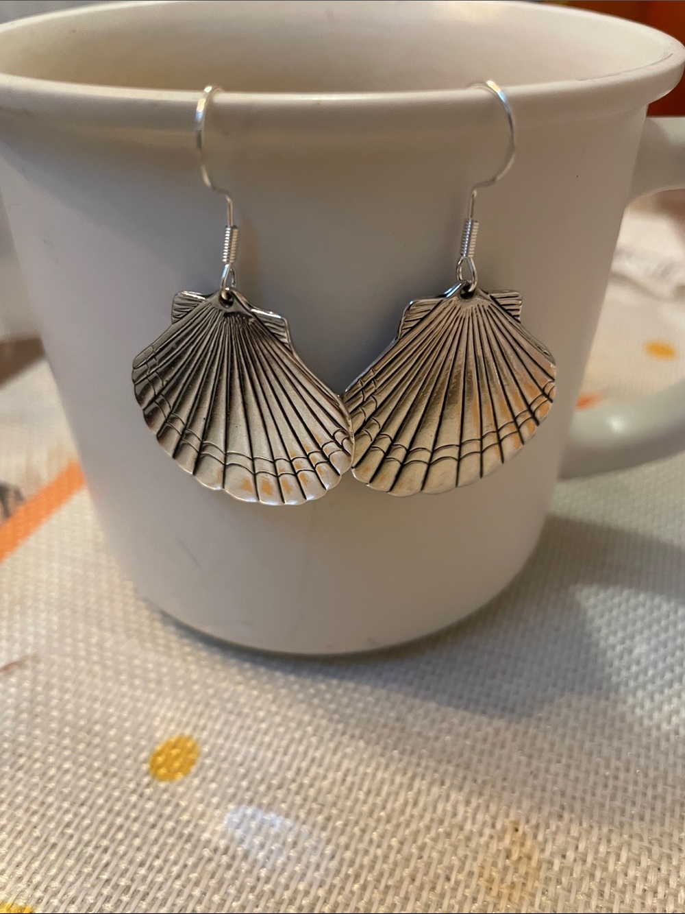 Silver Shell Drop Earrings - Picture 2 of 3